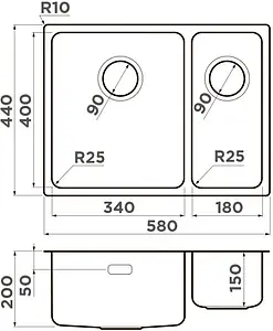 Мойка кухонная Omoikiri Tadzava 58-2-U/I-IN-L нержавеющая сталь 4993774 Мойка кухонная Omoikiri Tadzava 58-2-U/I-IN-L нержавеющая сталь 4993774, 2