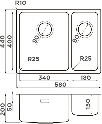 Мойка кухонная Omoikiri Tadzava 58-2-U/I-IN-L нержавеющая сталь 4993774