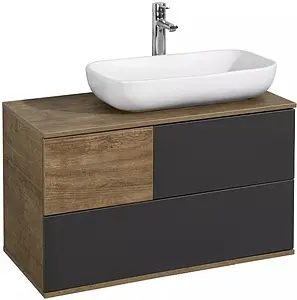 Тумба-умывальник подвесная Aquaton Терра 85 дуб кантри/антрацит 1A2472K0TEKA0, 1