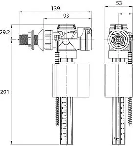 Комплект арматуры для бачка однорежимный ½&quot; пластик боковой IDDIS Optima Home тип А F012400-0005, 4