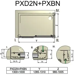 Душевое ограждение 1300x1000мм матовое стекло Roltechnik Proxima Line PXD2N+PXBN/1300*1000 526-1300000-00-15+527-1000000-00-15 Душевое ограждение 1300x1000мм матовое стекло Roltechnik Proxima Line PXD2N+PXBN/1300*1000 526-1300000-00-15+527-1000000-00-15, 2