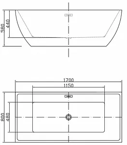 Ванна акриловая отдельностоящая Swedbe Vita 170x75 8814, 2