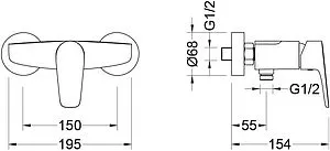 Смеситель для душа Aquatek Бетта чёрный матовый AQ1160MB Смеситель для душа Aquatek Бетта чёрный матовый AQ1160MB, 2