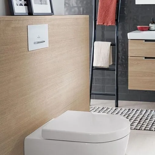 Клавиша смыва для унитаза Villeroy&amp;Boch ViConnect 92216168 кнопки/хром глянцевый, панель/стекло белый