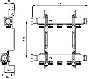Группа коллекторная распределительная 5 отводов 1&quot;нг x ¾&quot;ек TECEflex 712554, 3