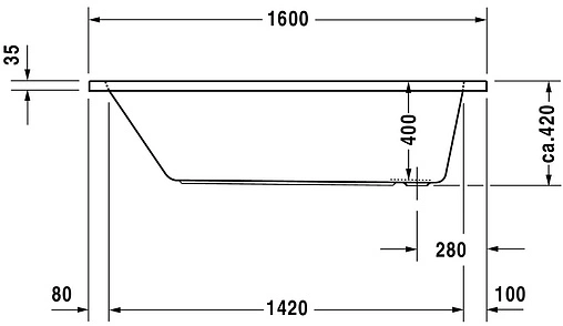 Ванна акриловая Duravit D-Code 160x70 700096000000000