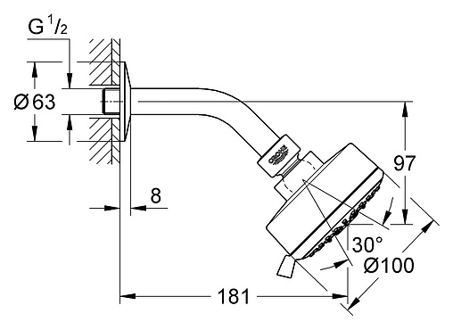 Лейка верхнего душа с настенным креплением Grohe New Tempesta Cosmopolitan 100 хром 27869000 Лейка верхнего душа с настенным креплением Grohe New Tempesta Cosmopolitan 100 хром 27869000