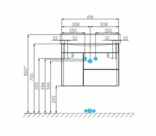 Тумба под умывальник подвесная Aquaton Беверли 65 белый 1A235301BV010