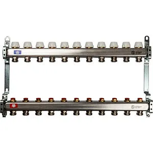 Группа коллекторная без расходомеров 11 отводов 1&quot;в/в x ¾&quot;ек Stout SMS 0922 000011, 1