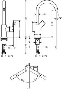 Смеситель для раковины Hansgrohe Rebris E 210 хром 72576000 Смеситель для раковины Hansgrohe Rebris E 210 хром 72576000, 2