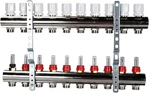 Группа коллекторная с расходомерами 10 отводов 1&quot;в/в x ¾&quot;ек Luxor CD 473M/10 15652710MN, 3