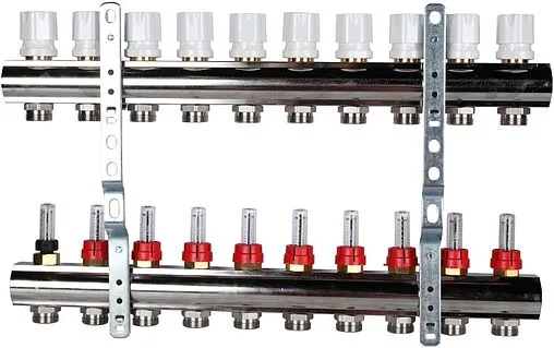 Группа коллекторная с расходомерами 10 отводов 1&quot;в/в x ¾&quot;ек Luxor CD 473M/10 15652710MN