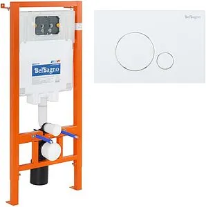 Инсталляция для подвесного унитаза Set 3 в 1 BelBagno BB002-80/BB014-SR-BIANCO с кнопкой белый глянцевый Инсталляция для подвесного унитаза Set 3 в 1 BelBagno BB002-80/BB014-SR-BIANCO с кнопкой белый глянцевый, 1