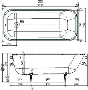 Ванна чугунная Wotte Start 1700x750 Ванна чугунная Wotte Start 1700x750, 2