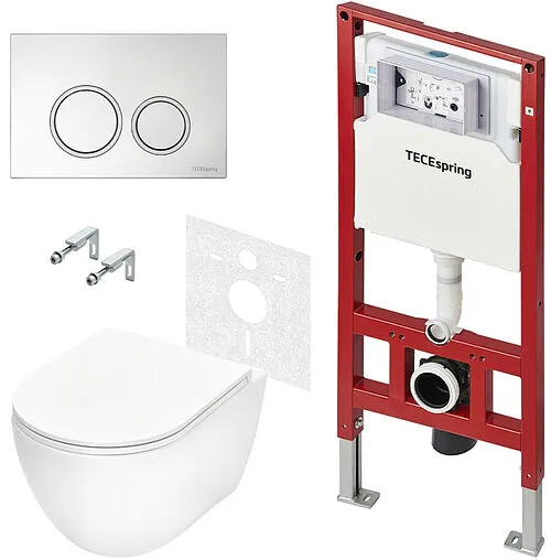 Комплект 6 в 1 TECEspring Base R K401101WCR с кнопкой TECEspring R 9940101 хром глянцевый/хром матовый