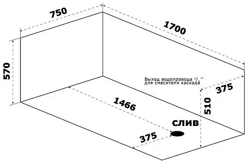 Ванна из искусственного камня Bas Афина 170х75 белый ВА00020