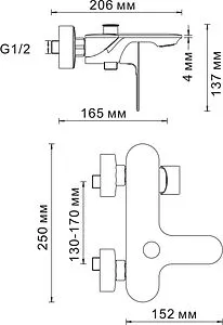 Смеситель для ванны Wasserkraft Dinkel хром 5801, 2