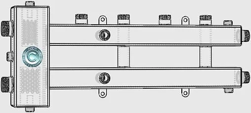 Распределительный коллектор 3 контура с гидрострелкой 1¼&quot;н x 1&quot;н Север-М2+1(Aisi) 1915026