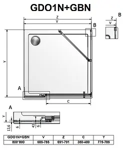 Душевое ограждение 800x800мм прозрачное стекло Roltechnik Elegant Neo Line GDO1N+GBN/800*800 188-8000000-00-02+189-8000000-00-02 Душевое ограждение 800x800мм прозрачное стекло Roltechnik Elegant Neo Line GDO1N+GBN/800*800 188-8000000-00-02+189-8000000-00-02, 2