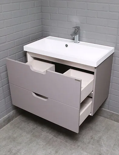 Тумба под умывальник подвесной Домино Classica 80 серый тауп DD2503T