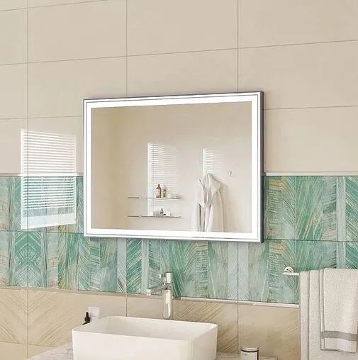 Зеркало с подсветкой Continent Aralia Black Led 90x70 с подогревом чёрный ЗЛП710