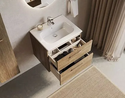 Тумба-умывальник подвесная Roca Victoria 60 орех A857468517+32799E000