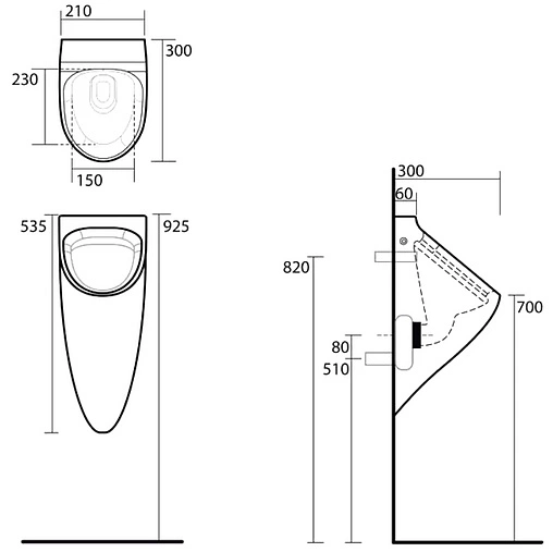 Писсуар со скрытым подводом воды Kerasan Aquatech белый 373501