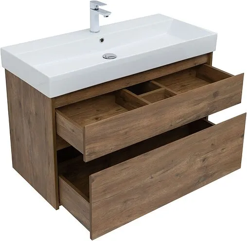 Тумба под умывальник Aquanet Nova Lite 100 (SLIM SYNERGY) дуб рустикальный 00249957