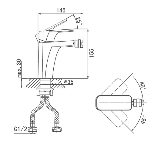 Смеситель для биде D&amp;K Berlin Freie хром DA1432201