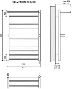 Полотенцесушитель электрический лесенка Lemark Pramen П10 800х500 полированная сталь LM33810E, 2