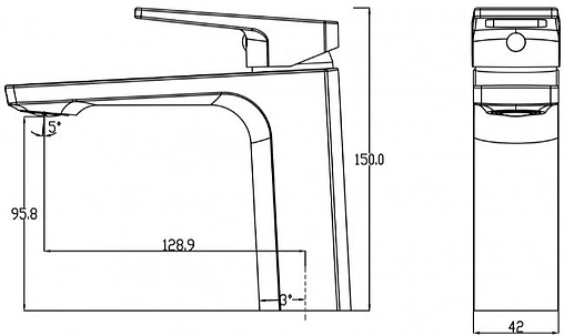 Смеситель для раковины Swedbe Kronos чёрный матовый 2010B