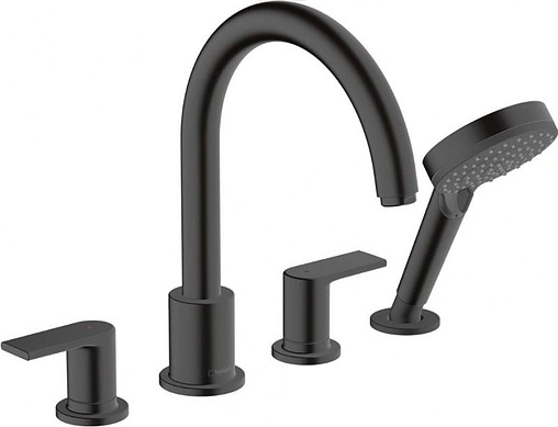Смеситель на борт ванны на 4 отверстия Hansgrohe Vernis Blend чёрный матовый 71456670