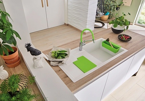 Смеситель для кухни с гибким изливом Blanco Viu-S 4 цветных съемных шланга хром/чёрный/зелёный/оранжевый/желтый 524813