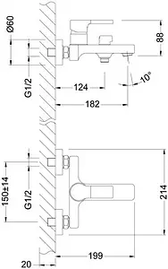 Смеситель для ванны Lemark Aura хром LM0614C Смеситель для ванны Lemark Aura хром LM0614C, 2