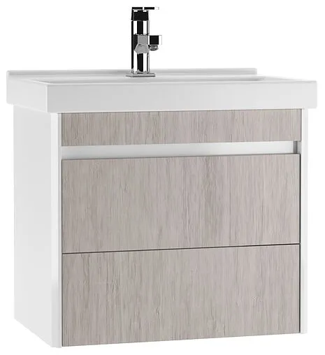 Тумба-умывальник подвесной Домино Uno 60 дуб серый/белый DU1505T+WB.FN/Fest/60-C/WHT.G/S1