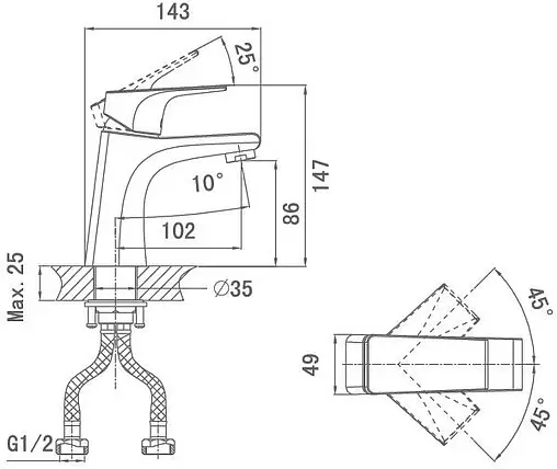 Смеситель для раковины D&amp;K Hertz Rhein хром DA1292101