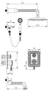 Душевая система со смесителем для ванны Lemark Jasmine чёрная бронза LM6622ORB Душевая система со смесителем для ванны Lemark Jasmine чёрная бронза LM6622ORB, 2