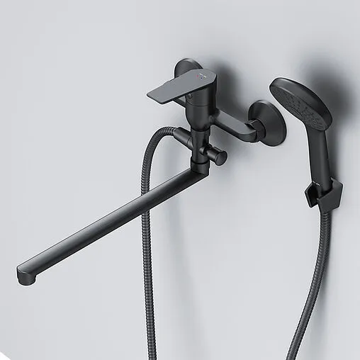 Смеситель для ванны с длинным изливом Am.Pm Gem чёрный матовый F90A90122 Смеситель для ванны с длинным изливом Am.Pm Gem чёрный матовый F90A90122