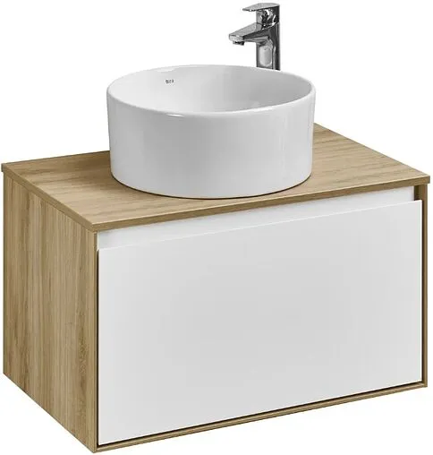 Тумба-умывальник подвесная Aquaton Либерти 70 дуб эльвезия/белый глянец 1A2798K2LYC70