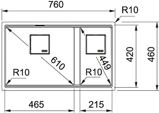 Мойка кухонная Franke Kubus 2 KNG 120 графит 125.0528.635