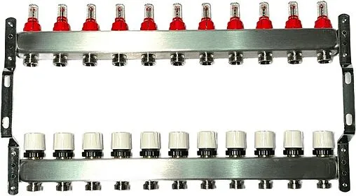 Группа коллекторная с расходомерами 11 отводов 1&quot;в/в x ¾&quot;ек Uni-fitt TECHNO 450W4311