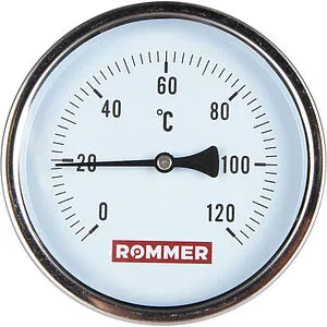Термометр биметаллический Rommer 100мм 120°С гильза 75мм ½&quot; RIM-0001-107515, 1