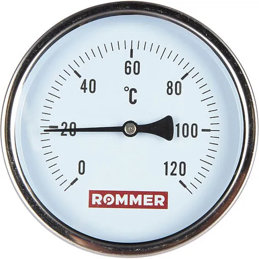 Термометр биметаллический Rommer 100мм 120°С гильза 75мм ½&quot; RIM-0001-107515