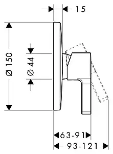 Смеситель для душа скрытого монтажа Hansgrohe Metris S хром 31665000 Смеситель для душа скрытого монтажа Hansgrohe Metris S хром 31665000, 2