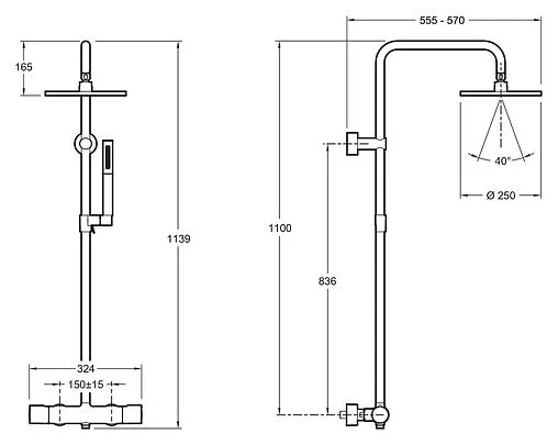 Душевая система с термостатом для душа Jacob Delafon Toobi хром E8993-CP