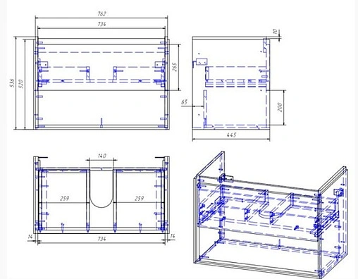 Тумба под умывальник подвесная Cersanit Louna 80 белый/дуб Эврика 64071