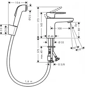 Смеситель для раковины с гигиеническим душем Hansgrohe Vernis Blend 100 хром 71215000 Смеситель для раковины с гигиеническим душем Hansgrohe Vernis Blend 100 хром 71215000, 2