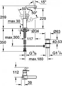 Смеситель для раковины Grohe Quadra хром 23297000 Смеситель для раковины Grohe Quadra хром 23297000, 2