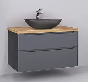 Тумба под умывальник подвесная Jorno Wood 100 серый wood.01.100/P/GR Тумба под умывальник подвесная Jorno Wood 100 серый wood.01.100/P/GR, 5
