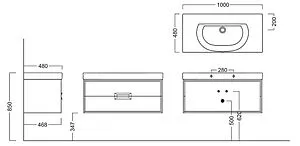 Тумба-умывальник подвесная Kerama Marazzi Canaletto 100 белый CN.100+ Тумба-умывальник подвесная Kerama Marazzi Canaletto 100 белый CN.100+, 2